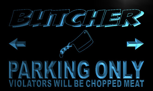 Butcher Parking Only Neon Light Sign